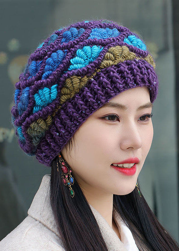 Beautiful Resilient Warm Fleece Handmade Knit Beret Hat