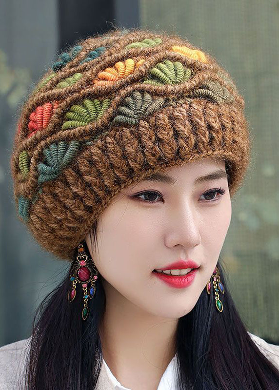 Beautiful Resilient Warm Fleece Handmade Knit Beret Hat