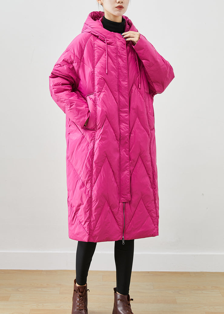 Beautiful Rose Hooded Pockets Fine Cotton Filled Puffer Jacket Winter