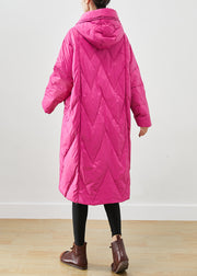 Beautiful Rose Hooded Pockets Fine Cotton Filled Puffer Jacket Winter