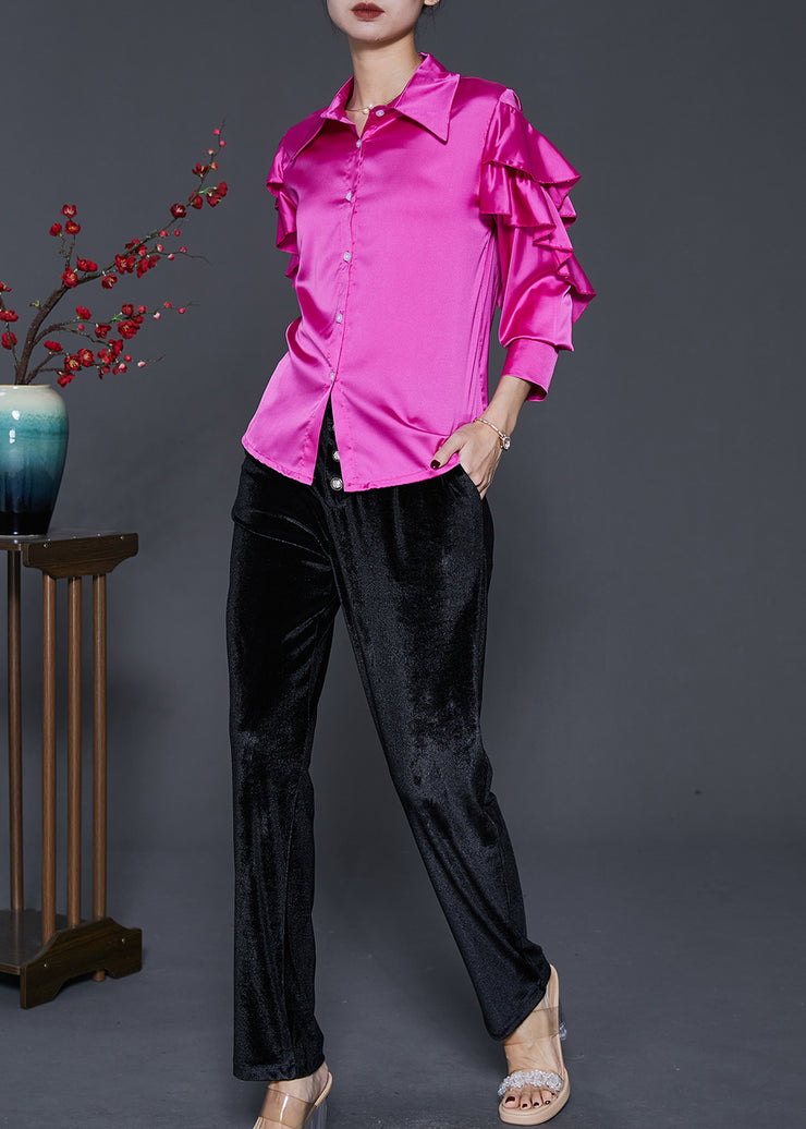 Beautiful Rose Silm Fit Silk Two Pieces Set Butterfly Sleeve