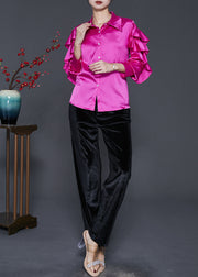 Beautiful Rose Silm Fit Silk Two Pieces Set Butterfly Sleeve
