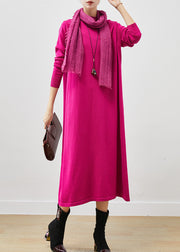 Beautiful Rose Stand Collar Silm Fit Long Knit Dress Spring