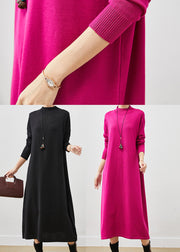 Beautiful Rose Stand Collar Silm Fit Long Knit Dress Spring