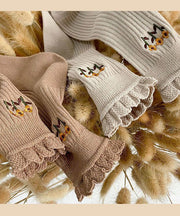 Beautiful The Sunflowers Embroidered Cotton Mid Calf Socks