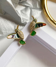 Beautiful Three Dimensional Hummingbird Fine Copper Stud Earrings