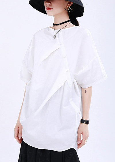 Beautiful White Cinched Cotton Top Summer - SooLinen