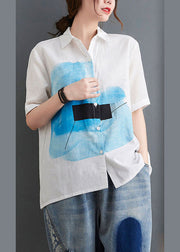 Wunderschönes weißes Hemdoberteil mit PeterPan-Kragen und Knopfdruck