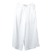 Schöne weiße Hosen mit Taschen und Taillenbund und weitem Bein