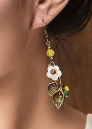 Beautiful White Shell Flower Fine Agate Copper Drop Earrings