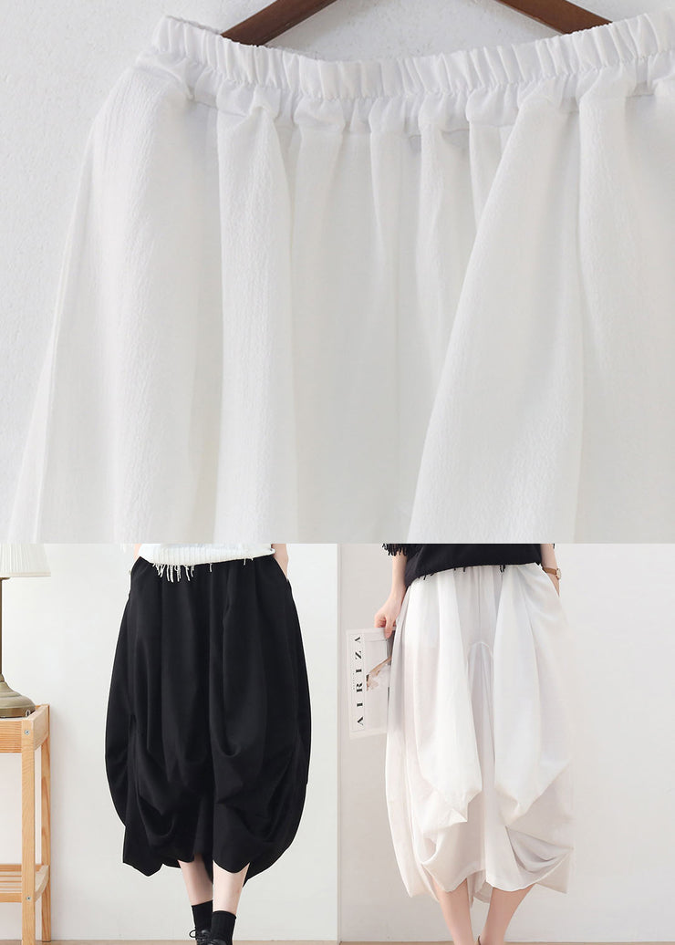 Beautiful White Solid High waist Side Open Cotton Harem Pants Summer