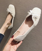 Beautiful White Splicing Sequlinde Bow Flats Shoes