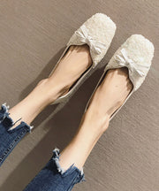 Beautiful White Splicing Sequlinde Bow Flats Shoes