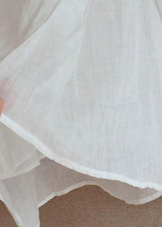 Beautiful White Top Silhouette O Neck Lantern Sleeve Plus Size Clothing Blouses - SooLinen