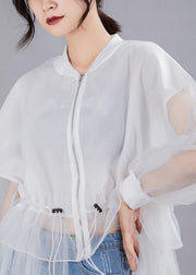 Schönes weißes asymmetrisches Patchwork-Design mit Reißverschluss, Herbstkleider mit langen Ärmeln