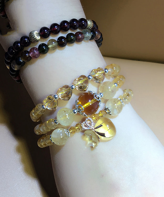 Beautiful Yellow Crystal Rosary Multi Loop Charm Bracelet