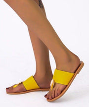 Beautiful Yellow Faux Leather Flip Flops Sandals Splicing Sequined