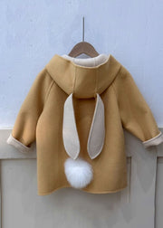 Beautiful Yellow Hooded Pockets Patchwork Woolen Girls Coat Spring