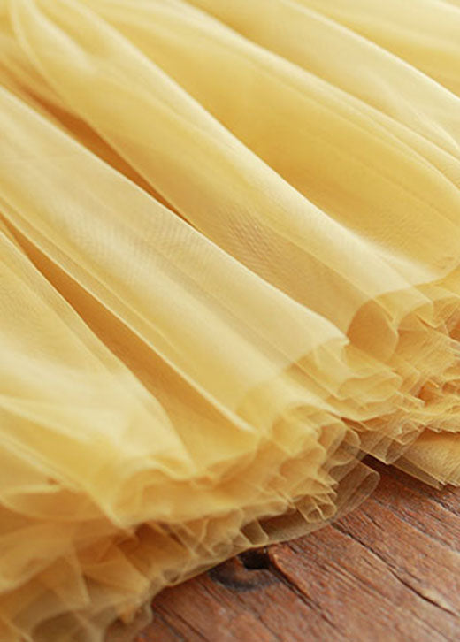 Beautiful Yellow Ruffled Patchwork tulle Skirts Spring