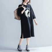 Schöne schwarze Baumwoll-Tuniken für Frauen plus Größe Fototaschen Art Dress