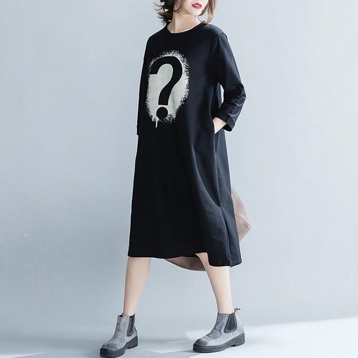 Beautiful black Cotton tunics for women plus size Photography pockets Art Dress