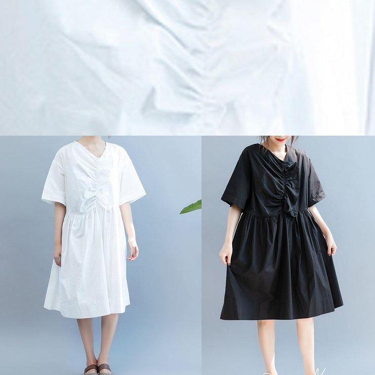 Beautiful black clothes For Women v neck Cinched A Line summer Dress - SooLinen