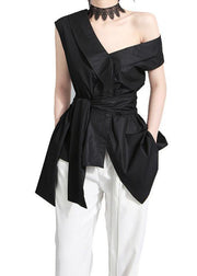 Beautiful black cotton crane tops  oversized summer tops - SooLinen