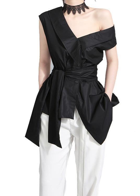 Beautiful black cotton crane tops  oversized summer tops - SooLinen