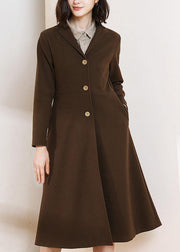 Beautiful chocolate Plus Size trench coat pattern big hem spring women coats - SooLinen
