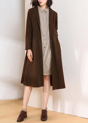 Beautiful chocolate Plus Size trench coat pattern big hem spring women coats - SooLinen