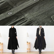 Beautiful false two pieces  polo collar coats women black loose outwears - SooLinen