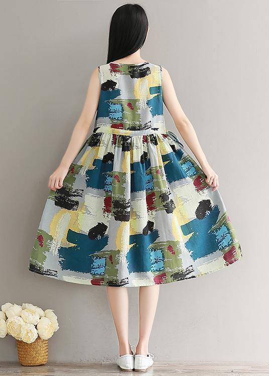 Beautiful floral cotton quilting clothes sleeveless daily summer Dresses - SooLinen