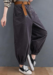 Beautiful gray pants oversize pockets thick Tutorials pants - SooLinen