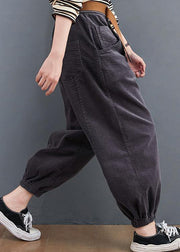 Beautiful gray pants oversize pockets thick Tutorials pants - SooLinen