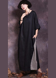 Beautiful half sleeve cotton clothes Women Tutorials black Traveling Dress summer - SooLinen