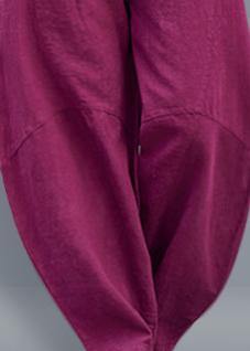 Beautiful harem pants cotton Boho Work Outfits burgundy long pants - SooLinen