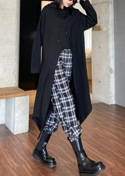 Beautiful hooded asymmetric clothes For Women Fashion Ideas black shirt - SooLinen