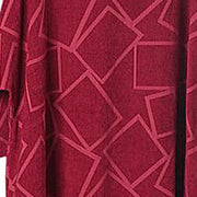 Beautiful linen clothes For Women Fine Linen Three Quarter Sleeve Geometry Pattern Red Dress