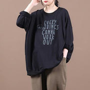 Beautiful o neck patchwork tops women blouses Fashion Ideas black Letter blouse - SooLinen