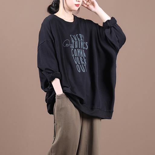 Beautiful o neck patchwork tops women blouses Fashion Ideas black Letter blouse - SooLinen