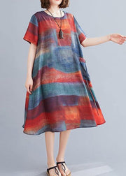 Beautiful o neck pockets dresses Inspiration floral A Line Dress - SooLinen