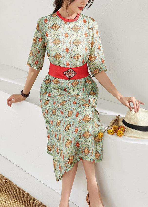 Beautiful o neck pockets linen dress Neckline floral Dresses - SooLinen