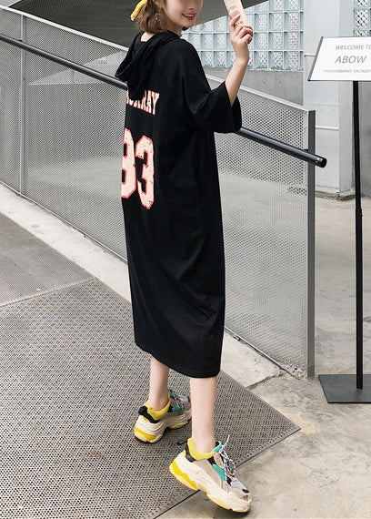 Schöne Kurzarm-Baumwollkleidung mit O-Ausschnitt, feine Runway-schwarze lange Kleider Sommer