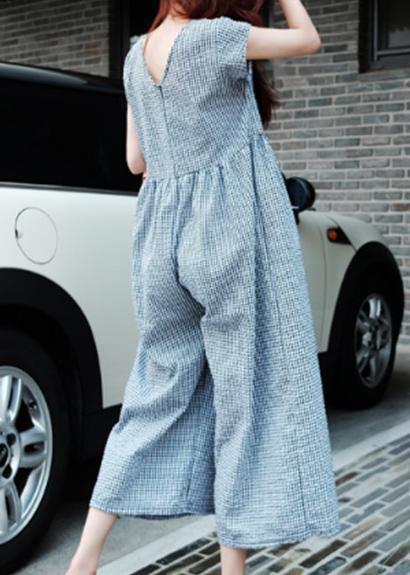 Beautiful plaid casual zippered jumpsuit pants Sewing trousers - SooLinen