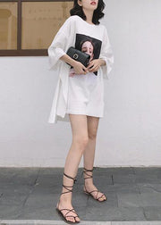 Beautiful side open cotton box top Fabrics white shirts summer - SooLinen