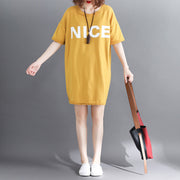 Beautiful yellow cotton clothes Omychic Tutorials o neck Letter Plus Size Clothing tops