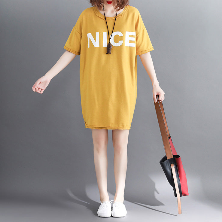 Schöne gelbe Baumwollkleidung Omychic Tutorials O Neck Letter Plus Size Clothing Tops