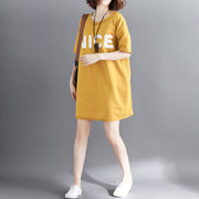 Schöne gelbe Baumwollkleidung Omychic Tutorials O Neck Letter Plus Size Clothing Tops