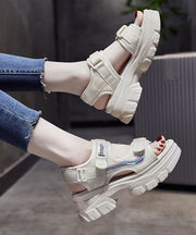 Beige Platform Cotton Fabric Casual Splicing Sandals Peep Toe