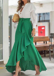 Belt Wrap Hip Fishtail Skirt High Waist Sexy Irregular half length Skirt - SooLinen
